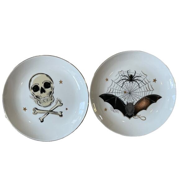 Potter's Studio Halloween Appetizer Plates 6in Bats & Skulls Set of 4 Spooky NEW - Picture 7 of 15